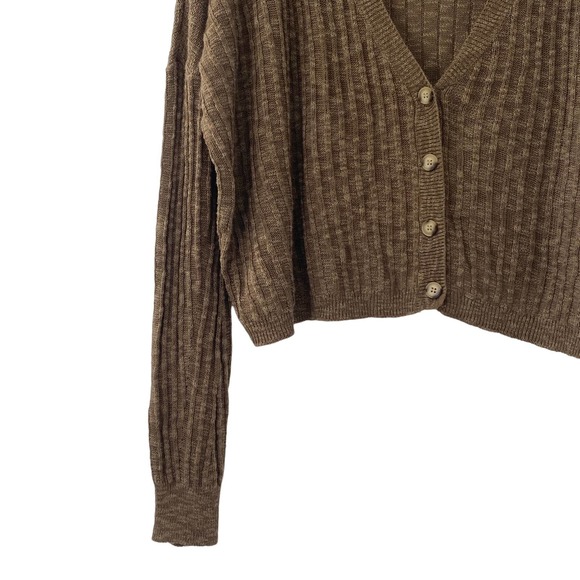 Saylor Tiggy Crop Knit Ribbed Cardigan In Coffee NWT Women's Size Large 10/12 - Picture 13 of 14